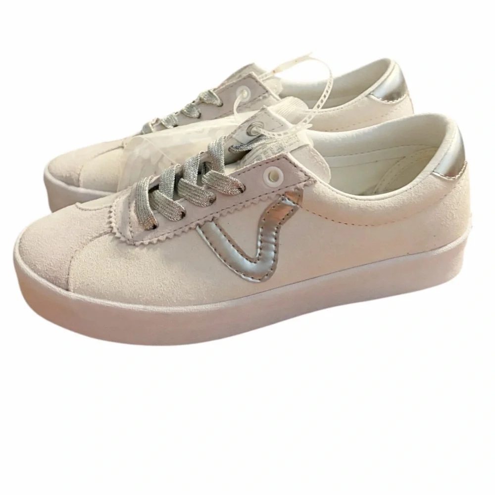 Vans Metallic Silver White Sport Low‎ Sneaker Unisex Women 5